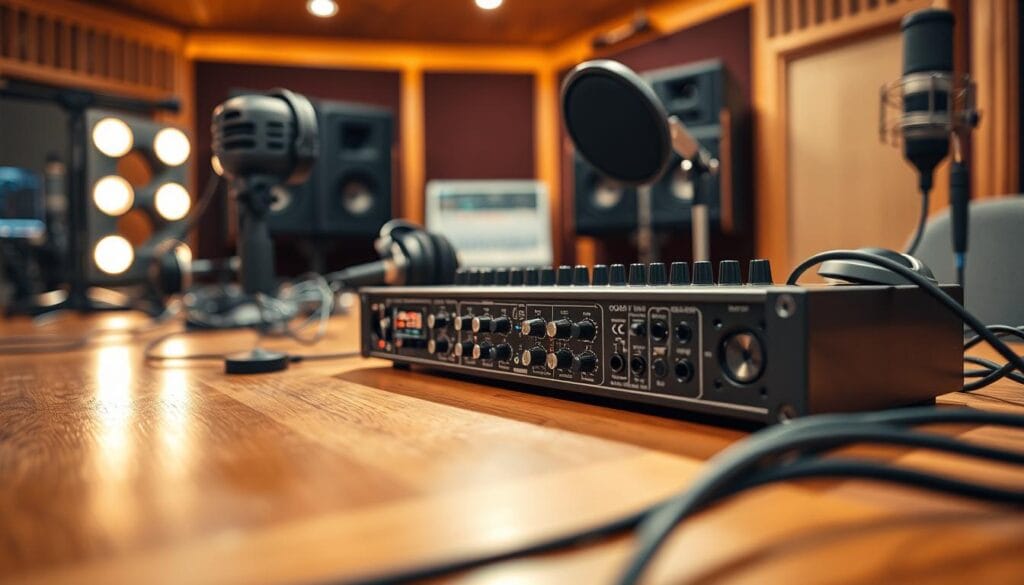 audio interface in recording studio